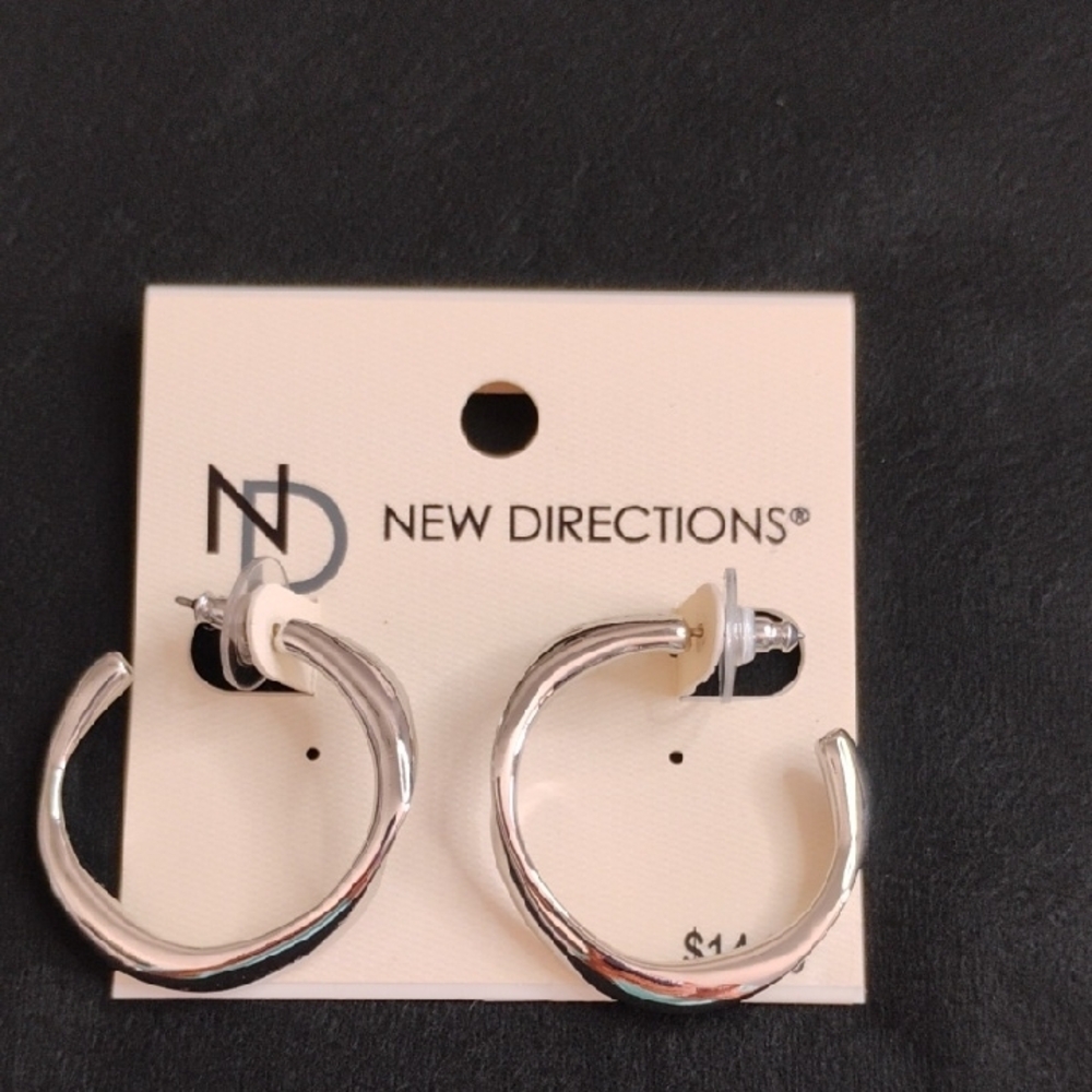 New Directions Silver Hoop Earrings NWT